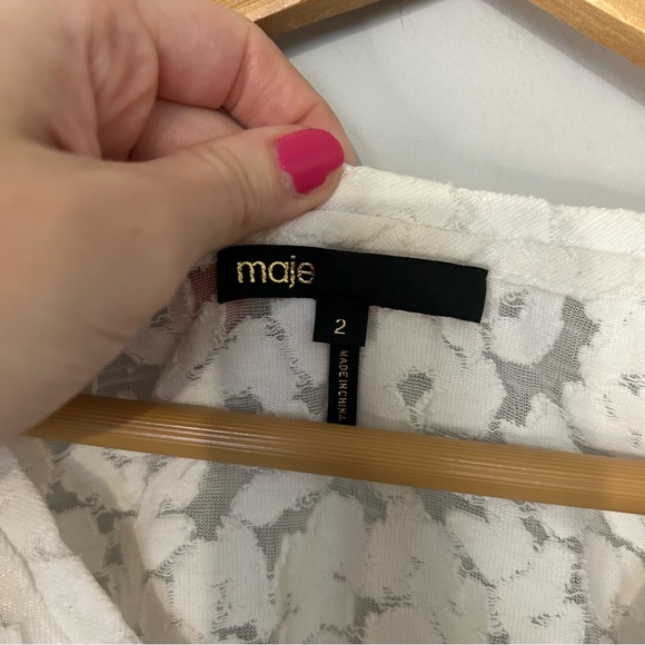 Maje White Floral Lace V-Neck Top - Picture 7 of 7